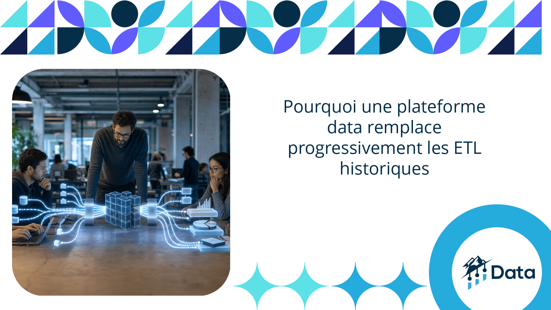 Illustration montrant une plateforme data moderne remplaçant un processus ETL traditionnel