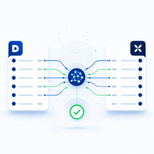 Représentation visuelle du processus de rapprochement automatique entre écritures Dolibarr et transactions Qonto, illustrant le matching algorithmique des flux financiers