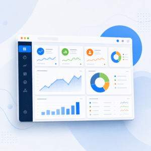 Illustration mettant en avant un dashboard analytique professionnel open source, conçu pour la valorisation métier, avec cartes, graphiques et diagrammes, dans une interface claire et moderne.